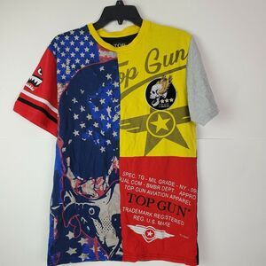 Top Gun Mens‎ T-Shirt Size Medium American Icon Skull Embroidered Airforce